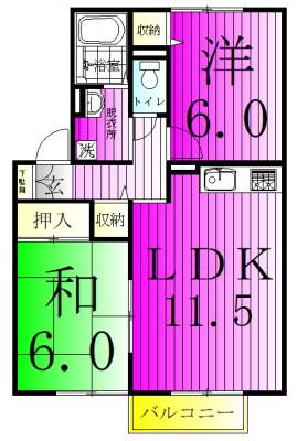 北総GRACE(2LDK/2階)の間取り写真