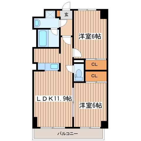 パークいなづみ(2LDK/2階)の間取り写真