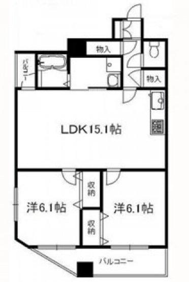 並木ウイング(2LDK/9階)の間取り写真