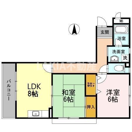 ファミリーハイツ蒲生(2LDK/3階)の間取り写真