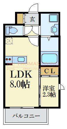 アスシード大手門(1LDK/9階)の間取り写真
