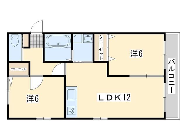 レトア木屋瀬 II(2LDK/1階)の間取り写真