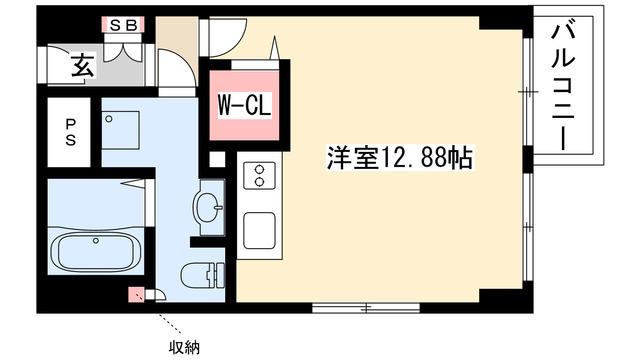 ミュプレ矢場町(ワンルーム/8階)の間取り写真