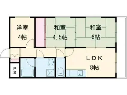 スクエアメゾン奈良阪(3LDK/2階)の間取り写真