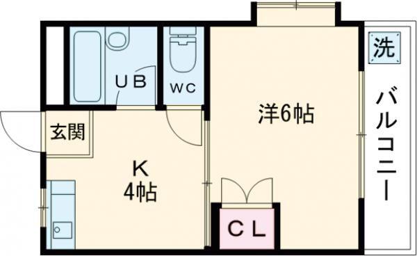 オークハウス(1K/2階)の間取り写真