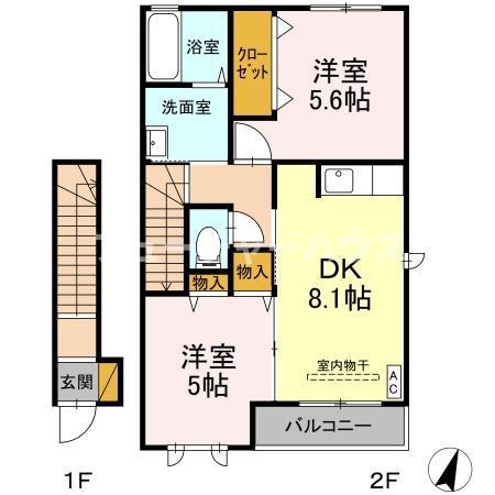 シャーメゾン コンフォール(2DK/2階)の間取り写真