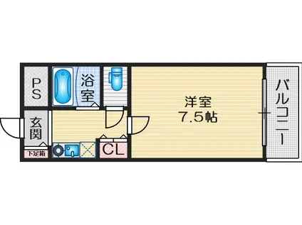 ハイムタケダT8(1K/3階)の間取り写真