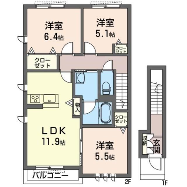 フェリシード(3LDK/2階)の間取り写真