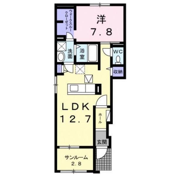 サンライト・パレスⅡ(1LDK/1階)の間取り写真