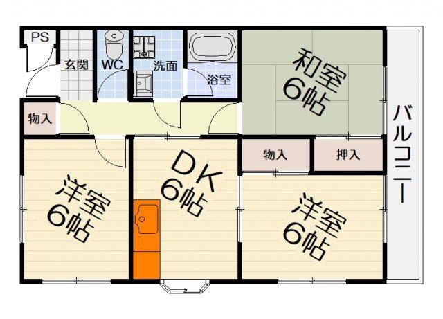 プレタメゾンF(3DK/3階)の間取り写真
