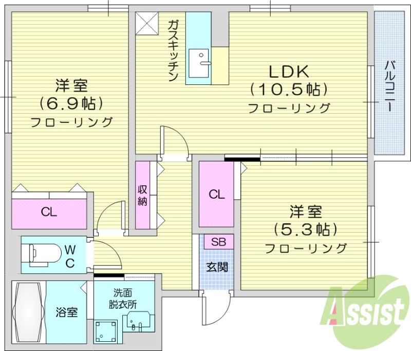 フロレスタ1(2LDK/3階)の間取り写真