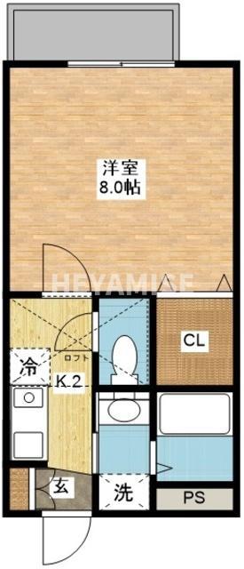 サンヒルズ壱番館(1K/2階)の間取り写真