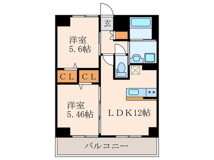 エミネント水巻駅前(2LDK/7階)の間取り写真