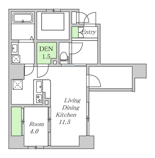 LA CASA 玉造(1LDK/4階)の間取り写真