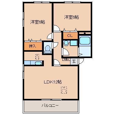 ルネス荒木三番館(2LDK/3階)の間取り写真