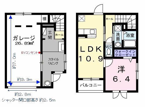 ベルシェールI(1LDK/1階)の間取り写真