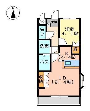 サンライズガーデン(1LDK/1階)の間取り写真
