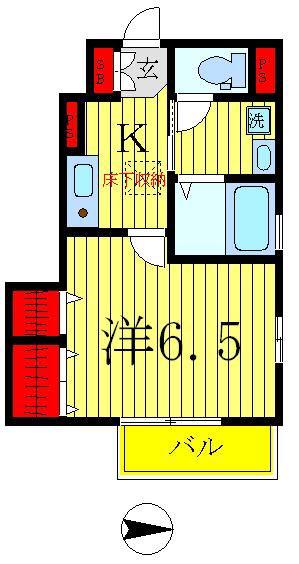 グレイスコート(1K/1階)の間取り写真