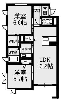 エテルナ・M(2LDK/1階)の間取り写真