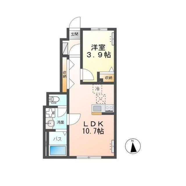 VERSEAU(1LDK/1階)の間取り写真