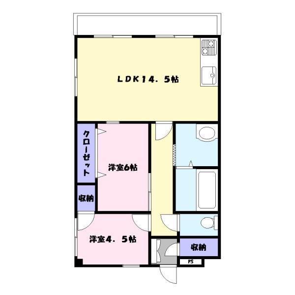 ビスタハウス(2LDK/4階)の間取り写真