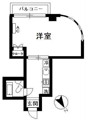ドルフ池上(1K/1階)の間取り写真