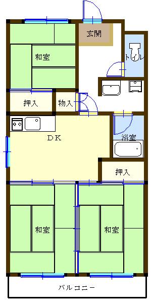 浜の宮ハイツ(3K/2階)の間取り写真