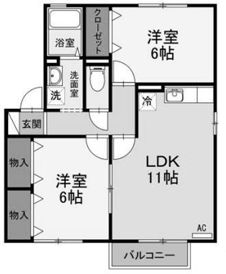 メルベーユ(2LDK/2階)の間取り写真