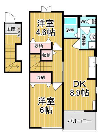 シャンドフルールA(2DK/2階)の間取り写真