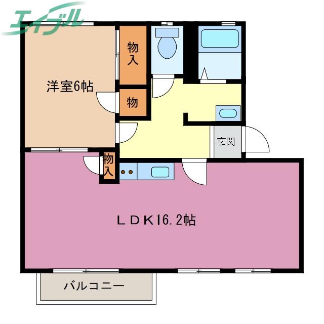 マイハイム日永西 A棟(1LDK/2階)の間取り写真