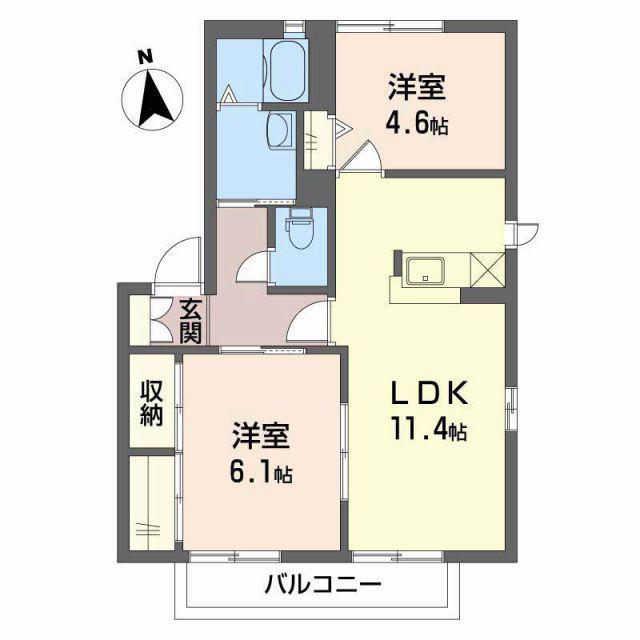 ヴィラフォンテ(2LDK/2階)の間取り写真