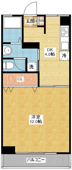 アダチビル(1DK/4階)の間取り写真