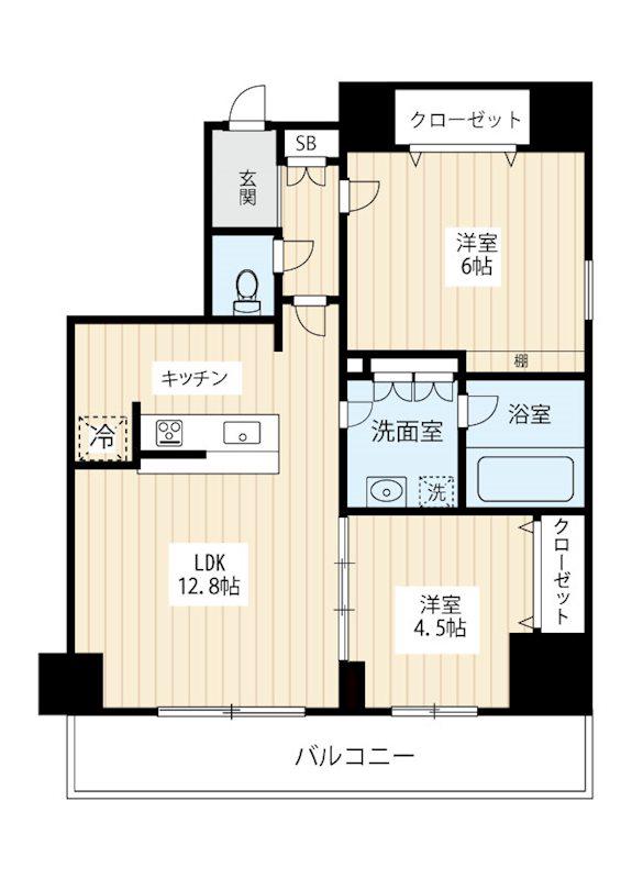 フュージョナル北綾瀬(2LDK/8階)の間取り写真
