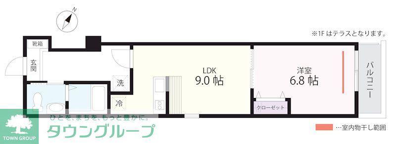 QUIET CRAB HOUSE TOGETHER金沢八景(1LDK/1階)の間取り写真