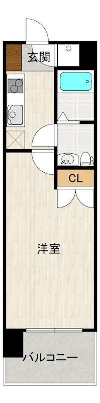 NO66 ギャランティー21博多(1K/8階)の間取り写真