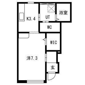 シエール(ワンルーム/1階)の間取り写真