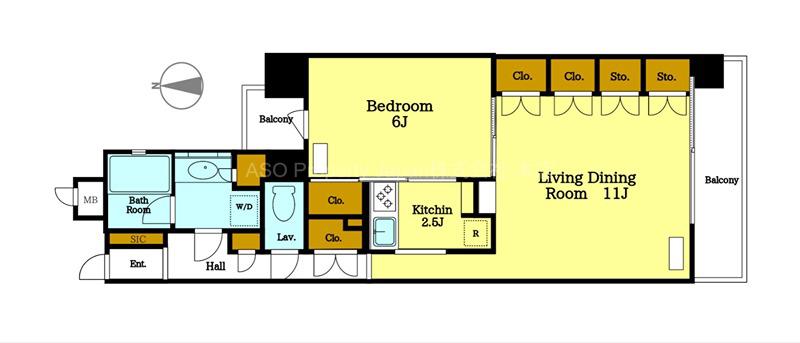 ELITE RESIDENCE MIYAMASUZAKA(1LDK/9階)の間取り写真