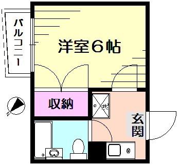 エクセルシア松ヶ丘(1K/2階)の間取り写真