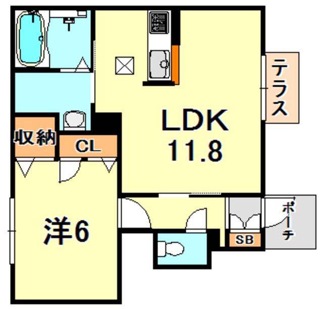 シャーメゾン福田(1LDK/1階)の間取り写真