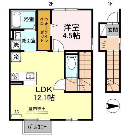 グランツ(1LDK/2階)の間取り写真