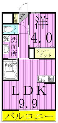 ヴェール・コリーヌ(1LDK/1階)の間取り写真