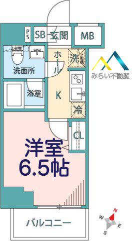 マキシヴ横浜吉野町ノース(1K/7階)の間取り写真