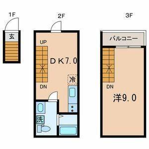 キューエル緑が丘(1DK/1階)の間取り写真