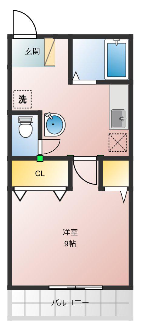 ラージワンコート(1K/1階)の間取り写真