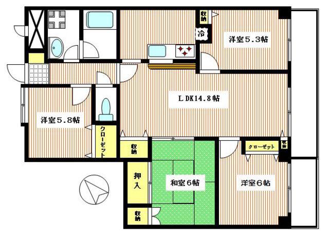クリフパレス(4LDK/2階)の間取り写真