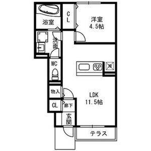 サンライズ東 A棟(1LDK/1階)の間取り写真