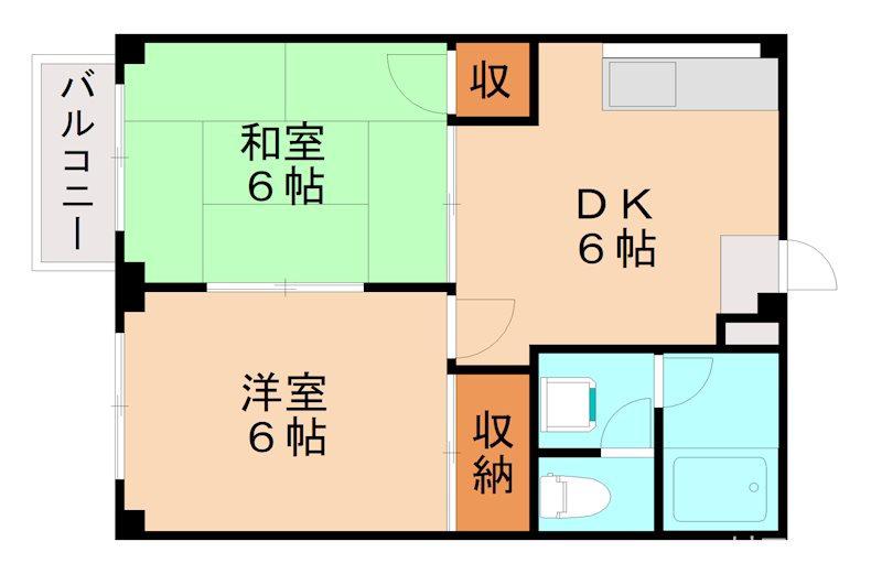 平野ハイツ(2DK/1階)の間取り写真