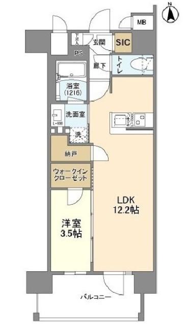 ソルレヴェンテ北堀江Q(1LDK/4階)の間取り写真