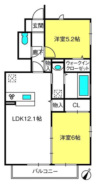 ELSINORE(2LDK/1階)の間取り写真