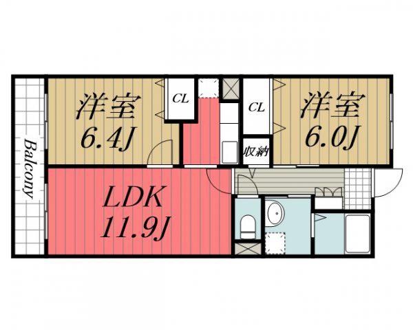 アビタシオン(2LDK/3階)の間取り写真
